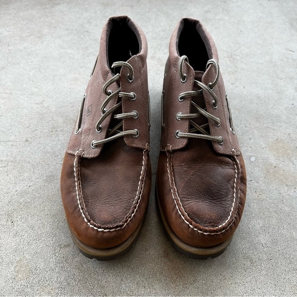 Sperry Top Sider Brown Leather Chukka Moc Toe Boots Shoes Men’s size 10.5 main image 10